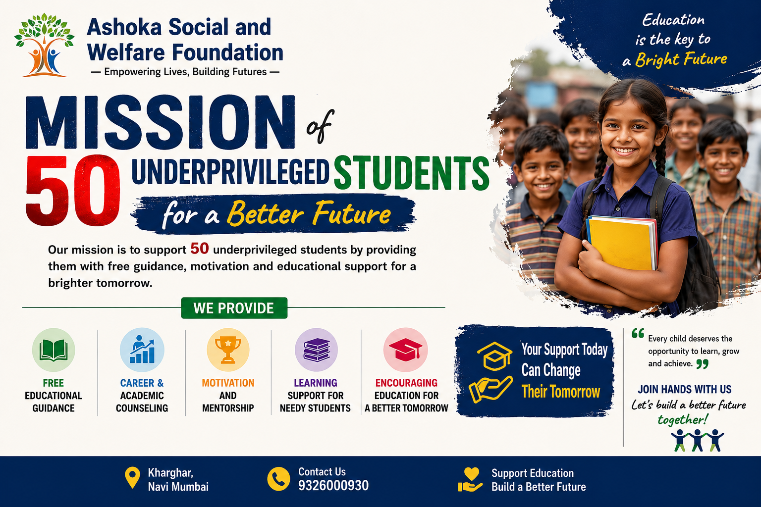 Empowering 50 Underprivileged Students for better tomorrow